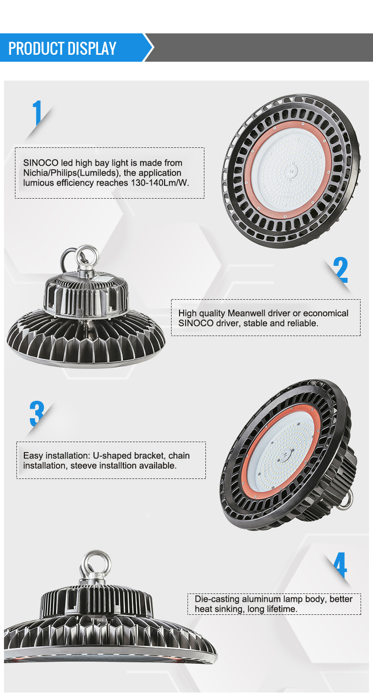 SINOCO Aluminum alloy Shell 200W ufo led high bay light