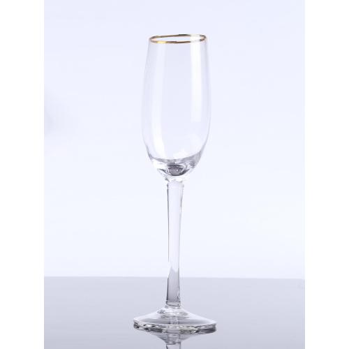 High Stem Wine Glass  With Gold Rim