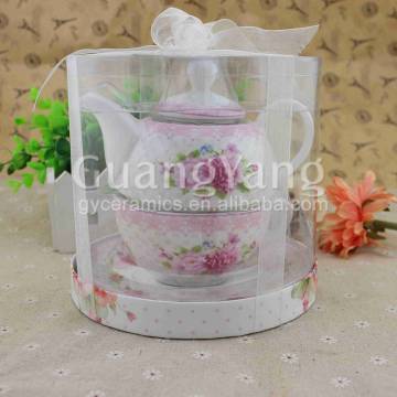 1pc Tea Pot And 1pc Cup And 1pc Saucer Porcelain Coffe Pot