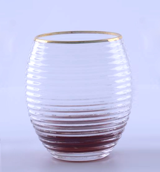 BR-8197Mouth-Blown Gold Rim Glass Tumbler