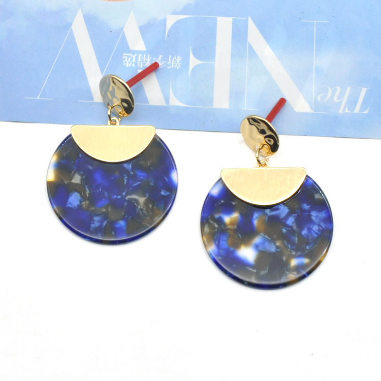 2021 SS style gold alloy and round acetate boutique woman earrings