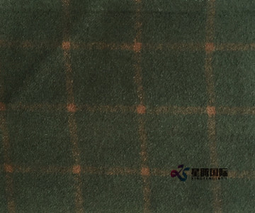 Olive Check 80% Wool 20% Nylon Fabric
