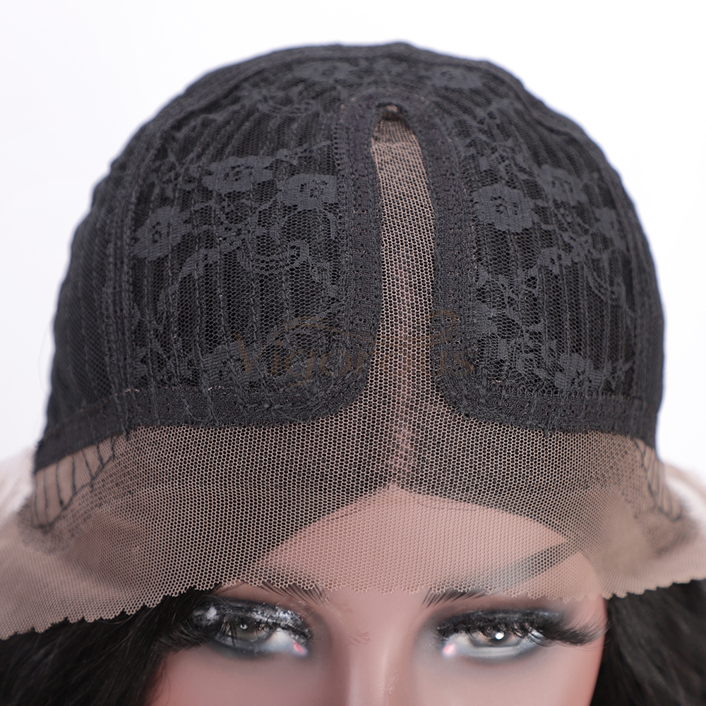 Vigorous Natural Black Lace Front Wigs Long Wavy Synthetic Lace Part Wig Heat Resistant Lace Front Wigs for Black Women