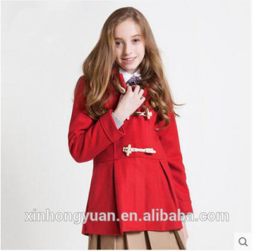 custom fashion spring navy blue/red wool felt ask overcoat for school girls