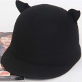 2014 nueva moda lindo gato orejas pura lana sombrero plano ala sombreros mujeres hombres sombrero