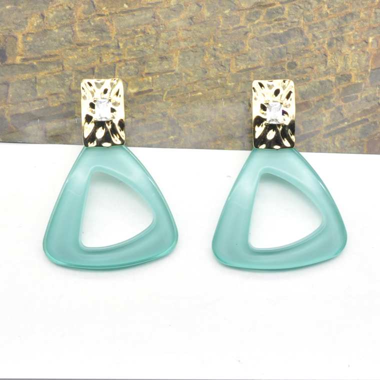 Custom clear blue acrylic dainty personalized triangle earrings