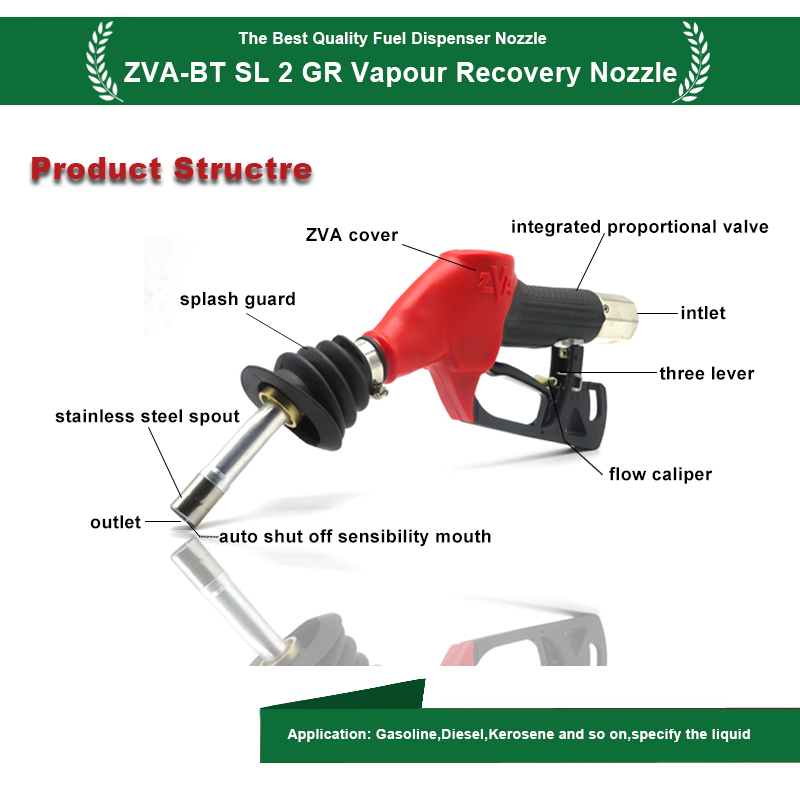 Top Quality ZVA Automatic Vapor Recovery Fuel Nozzle BT-200GR For Fuel Dispenser