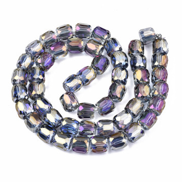 Pandahall Transparent Electroplate Glass Beads with Color Plated Faceted Columns