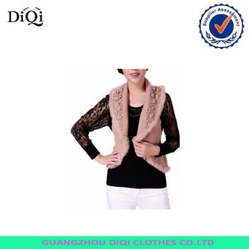 OEM women's knitted woolen fur waistcoat, waistcoat fur design wholesale,cheap fur waistcoat