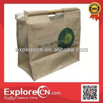 Jute jute bag With Wooden Handle