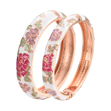 Colorful Enamel Peony Flower Bangles Set: Daily Hot Sale for Women's Fashion Accessory
