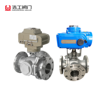 Electric Three Way Ball Valve Stainless Steel WCB