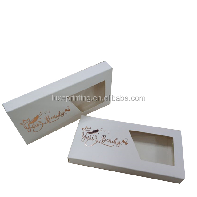 250gsm white cardstock printed pink butterfly customize your own logo eyelash packaging box