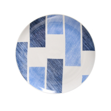 New arrivals geometric pattern plate set round and square ceramic restaurant plate set porcelain pizza plates 8 inch
