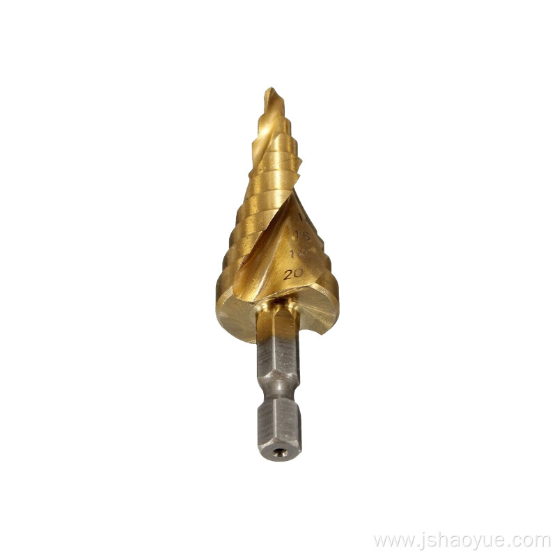 HSS Hex Shank Spiral Flute Step Drill Bit