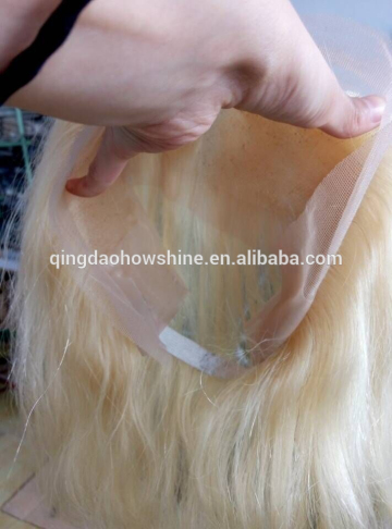 new product top fashion 4*26 inch elastic lace band color 613 peruvian virgin hair blonde hair bald clown wig