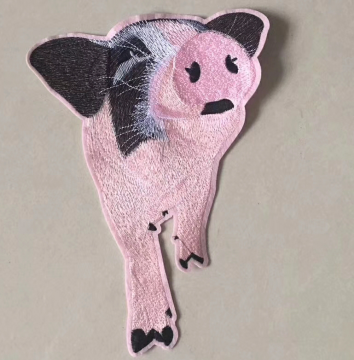 Pink Leopard Flat Embroidery Patch for Denim Jacket