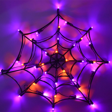 Purple and Orange Spider Web Halloween Decoration Light