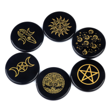 Decorative Black Obsidian Gemstone Coasters: Semi-Precious Stone Home Crafts