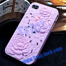 3D Design Relief Bloom Hard Case for iPhone 4, iPhone 4S (Baby Purple)