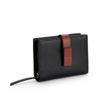 2021 short PU strap flat zipper lady wallet