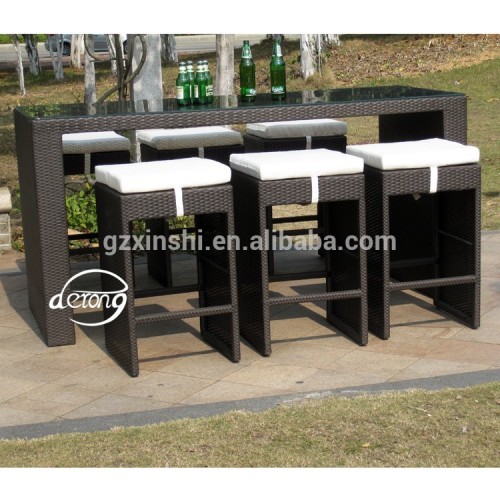 China Luxury outdoor furniture hotel & resort bar furniture wicker bar table and bar stools manufacturer table and chairs