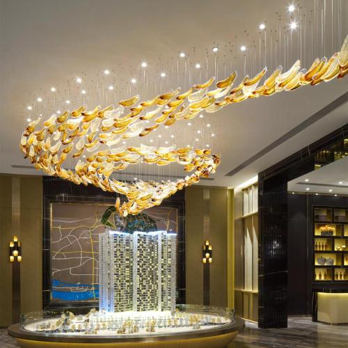 Modern Glass Gold Room Hanging Golden Chandelier