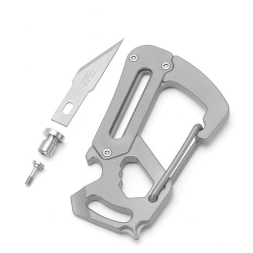 Porte-clés de mousqueton de mousqueton EDC Titanium avec couteau