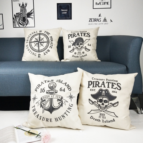 Set of Pirates Throw Pillow Covers Nautical Sailing Anchor Decorative Cushion Cover Pillow Case for Sofa Bedroom Car Couch 18 x