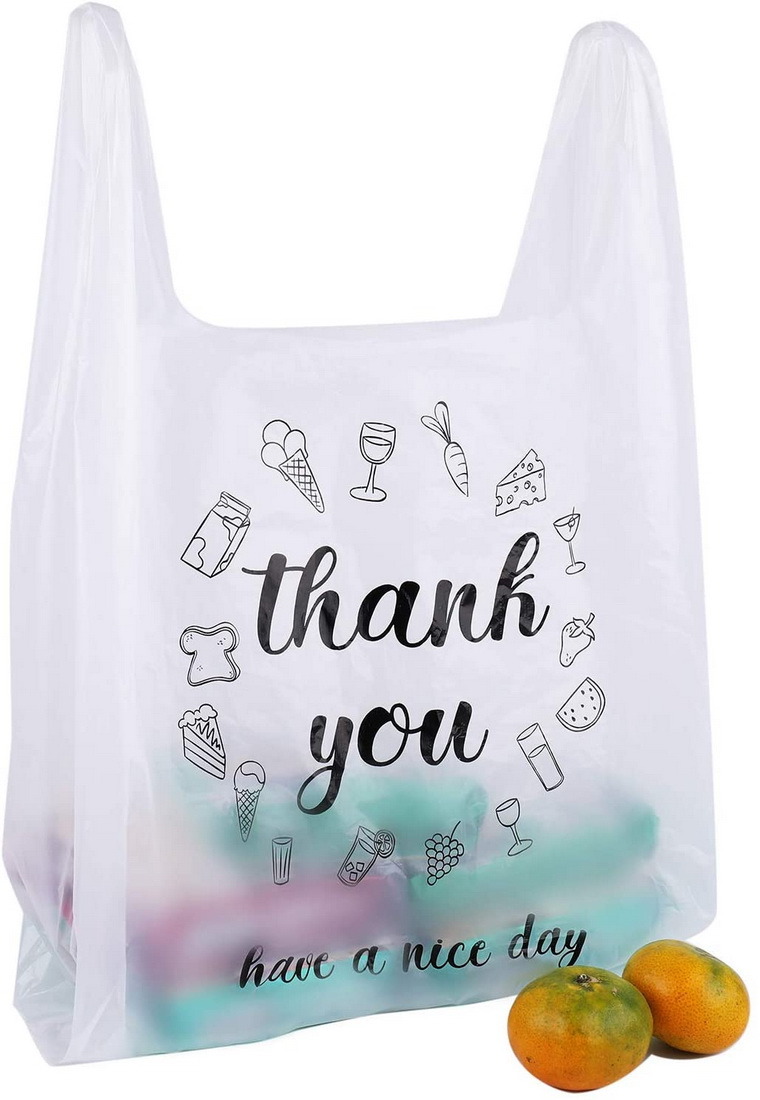 Recycled Printed Reusable Thank You Plastic Grocery Shopping Bag