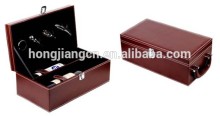 high luxury leather wine bottle box with handle for two pieces of wine