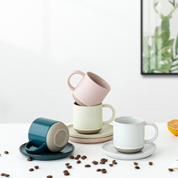 Morandi Color Ceramic Mini Espresso Coffee Cup Set with Saucers