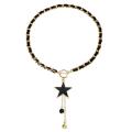 Collier de tour de cou en velours de mode Tiny Pildel Black Collier Star Charms Black Velvet Embapé Gold Chain Choker &amp; Tassel Collier