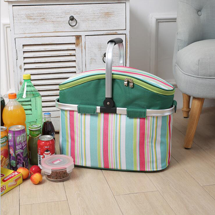 Wholesale Lightweight Foldable Shopping Basket Folding Fabric Vehicle Ice Basket For Outdoor Fruit Basket Picnic