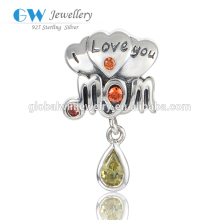 Mother Day Dangle 925 Silver Pendant Nature CZ Dangle Festival Charm