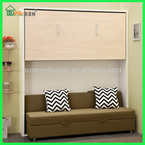 Versatile wooden wall bunk beds with sofa