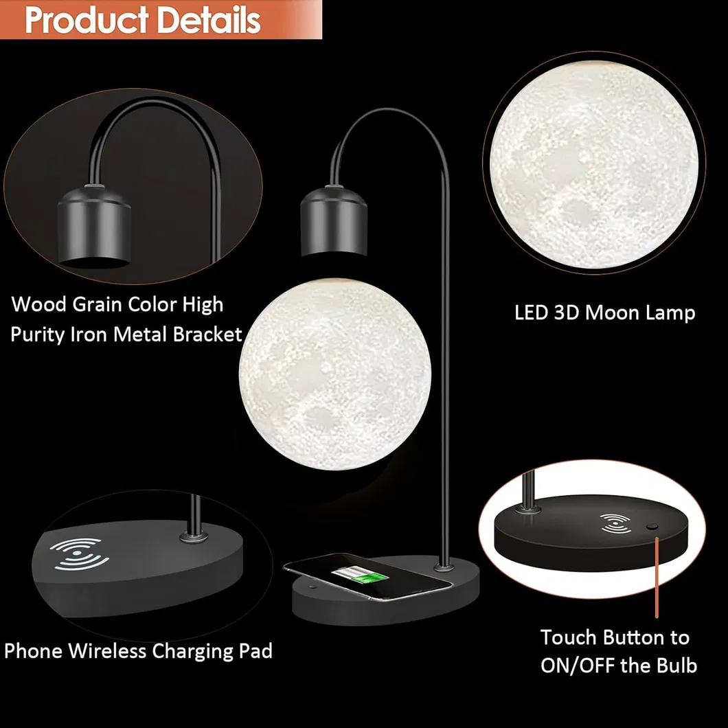 Moon Lamp with Magnetic Levitation and Wireless Charging