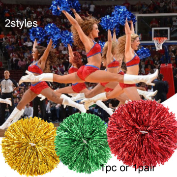 1/2Pcs Plastic Handle Metallic Streamer Pompoms Cheerleading Cheering Pom Pom Ball Cheering Dance Decorator Club Sport Supply
