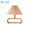 LEDER Nachttischlampe aus Holz