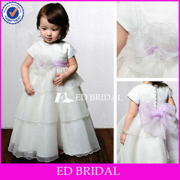 Angel A-line White Organza Sash Cap Sleeve Flower Girl Dress