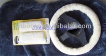 Sheepskin steering wheel cover set