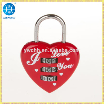 Nice combination lock as promotion gift with logo printing heart shape lock heart combination lock