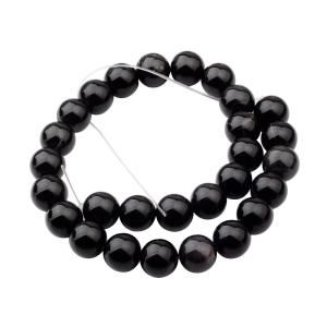 Perles rondes naturelles en agate noires naturelles en vrac de 14MM pour la fabrication de bijoux