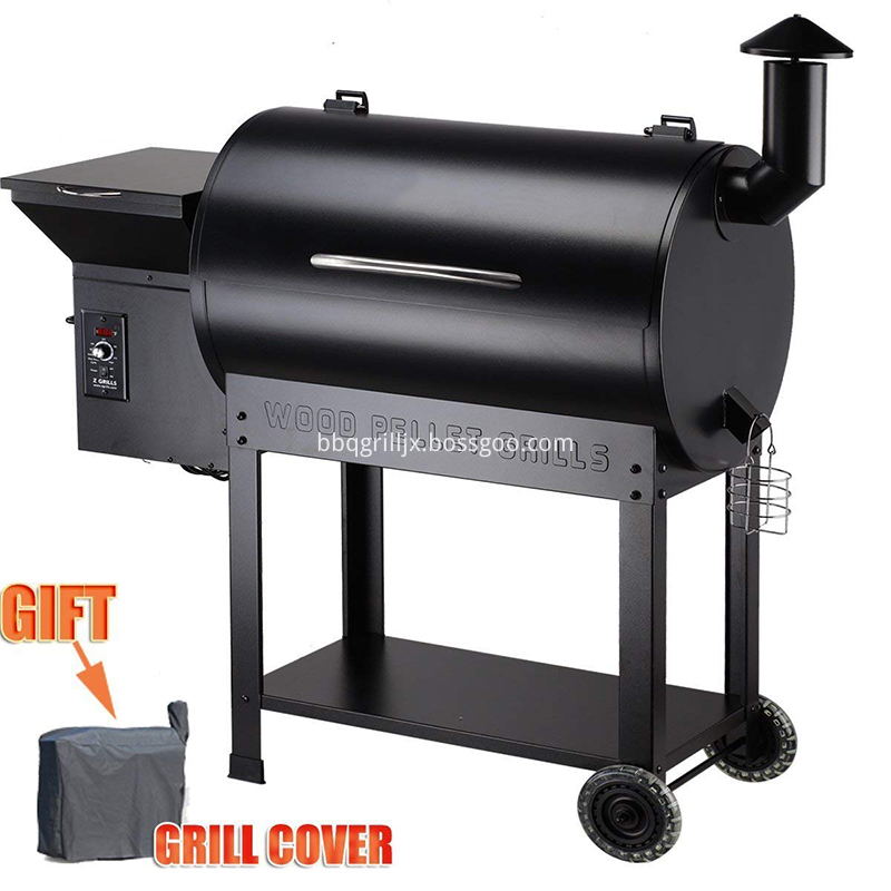 Portable Party Wood Pellet Grill Smoker 700 Cooking Area 8 In 1 Grill In Black Smoke