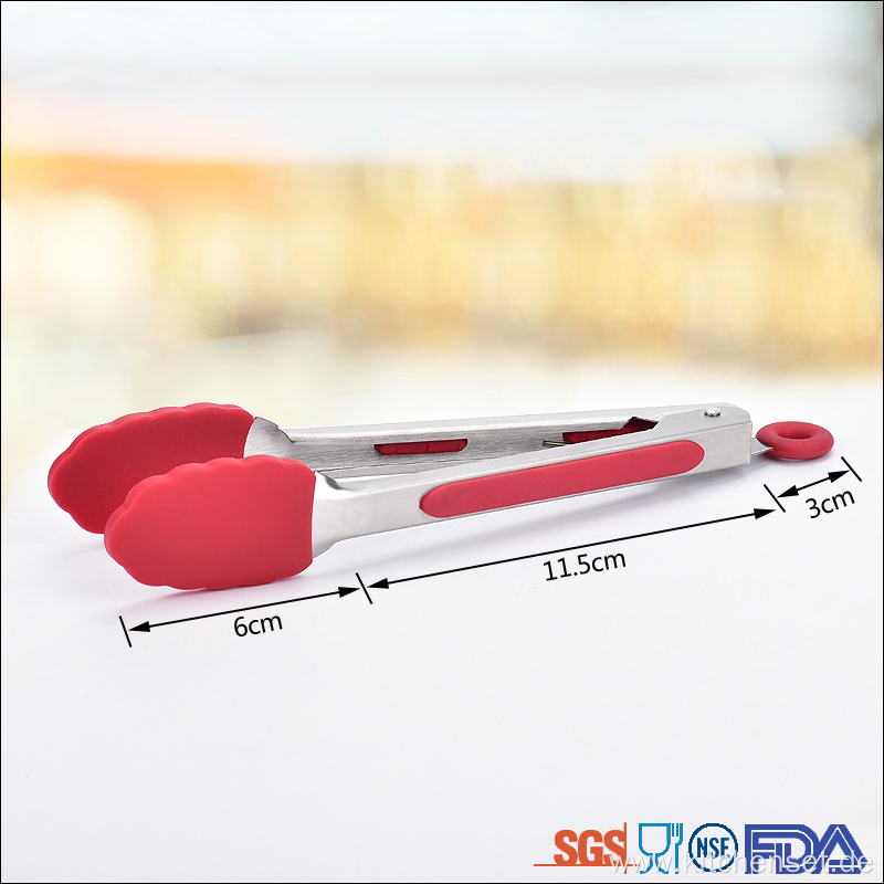 7 inch Stainless steel handles silicone tongs