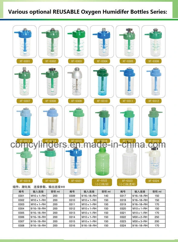 Reuseable Medical Bubble Humidifiers for Oxygen Breathing Bottle#200ml