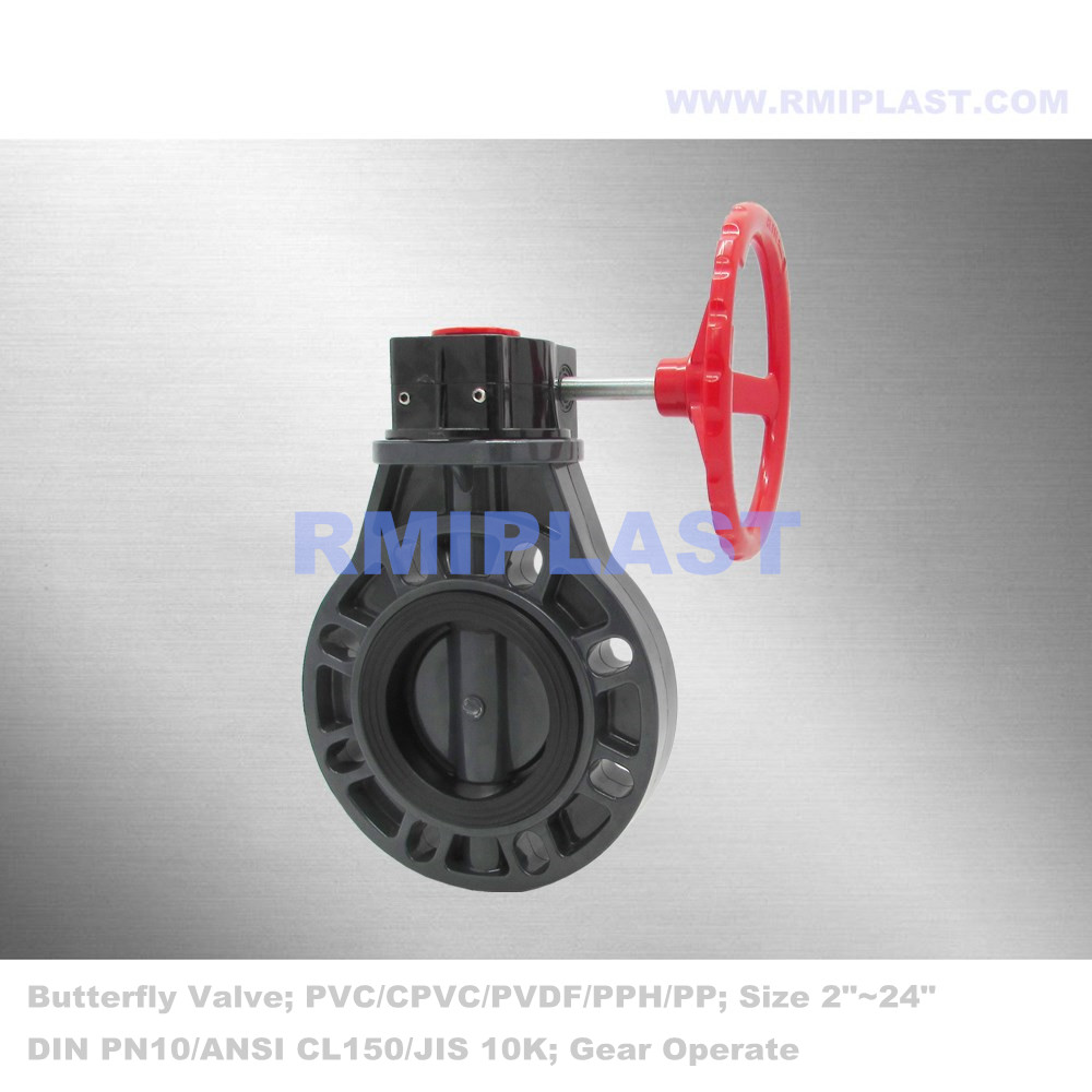 Valve de papillon de type plaquette CPVC JIS 10K