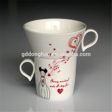 factory direct sale ceramic stacking wedding mugs for gift