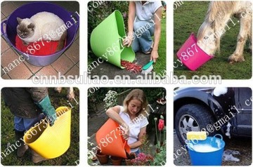 Horse feed buckets in plastic