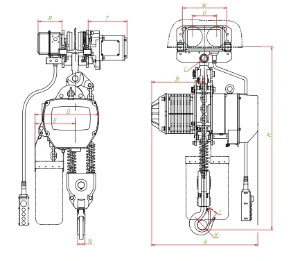 1t Singer Speed Electric Chain Hoist with Hook and Trolley